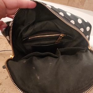 Moschino black and white leather polka-dot backpack